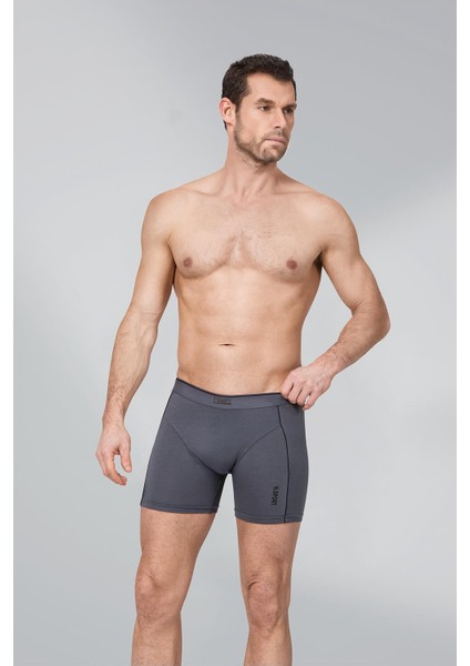 12 Adet Gri Renk Biyeli Modal Boxer