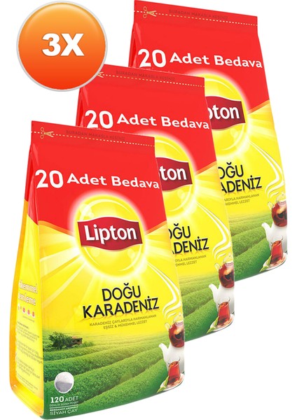 Doğu Karadeniz Demlik Poşet Çay 120 x 3,2 Gr. Üçlü Set