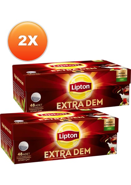 Extra Dem Demlik Poşet Çay 48 x 3,2 Gr. Ikili Set
