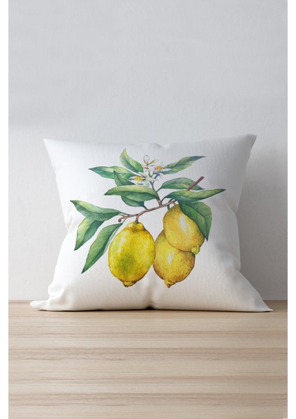 Limonlu Sarı Yeşil Yastık Kırlent Kılıfı 901
