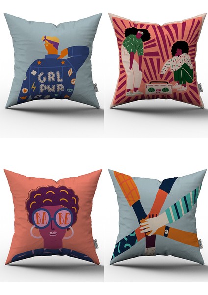 4'lü Kırlent Kılıfı Seti - 43X43 cm - 046