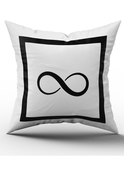 Siyah Beyaz Harf Dijital Baskılı Kırlent Kılıfı - Sonsuz