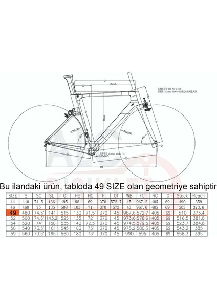 XRS001 Ucı 105 Set Karbon Yarış Bisikleti 49 Kadro