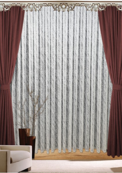 Lüks Tül Perde Mozaik Örme Desen Sık Pile 1 E 3 Sıklığı.en 500 , Boy 270