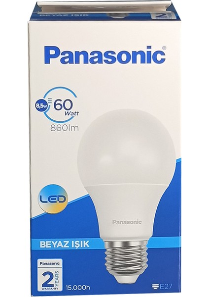 8.5 W – 60 W 3'lü LED Ampul E-27 Duy Beyaz Işık