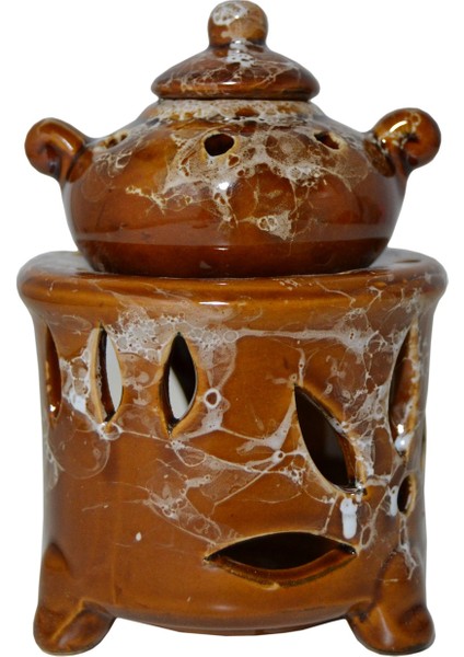 Çaydanlık 3 Parça Seramik Buhurdanlık Mumluk Tütsülük Seti