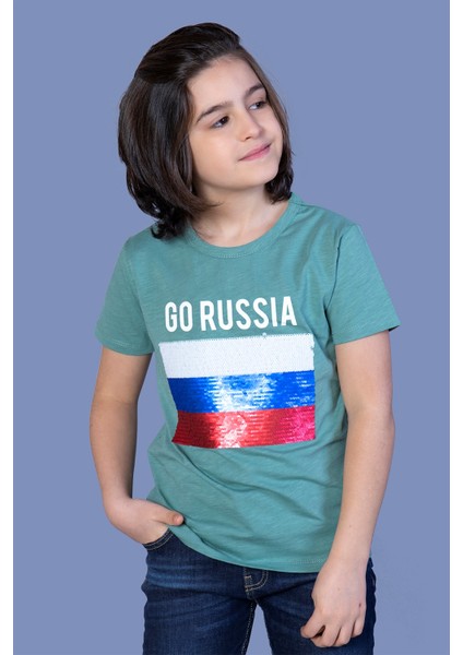 Erkek Çocuk Go Russia Nakışlı T-Shirt
