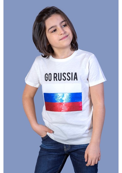 Erkek Çocuk Go Russia Nakışlı T-Shirt