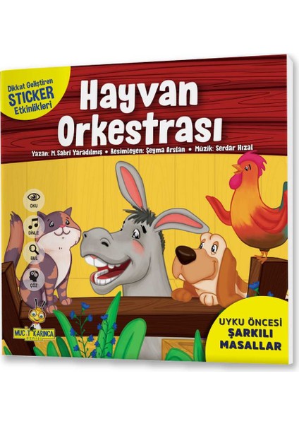 Yükselen Zeka Yayınları 2+ Yaş Uyku Öncesi Şarkılı Masallar Serisi ( Dikkat Geliştiren Sticker Bulmacalar- Konuşma Becerisi Destekli)