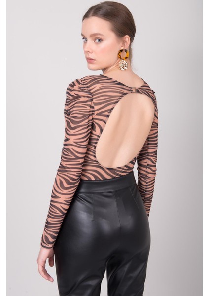 Bej Sırt Pencere Detaylı Bodysuit