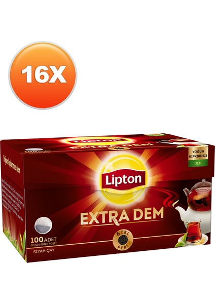 Extra Dem Demlik Poşet Çay 100 x 3,2 gr - 16'lı Set