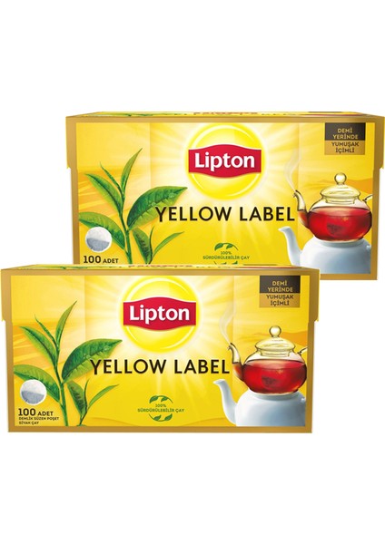 Yellow Label Demlik Poşet Çay 100 x 3,2 gr 2'li Set