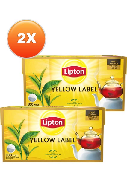 Yellow Label Demlik Poşet Çay 100 x 3,2 gr 2'li Set