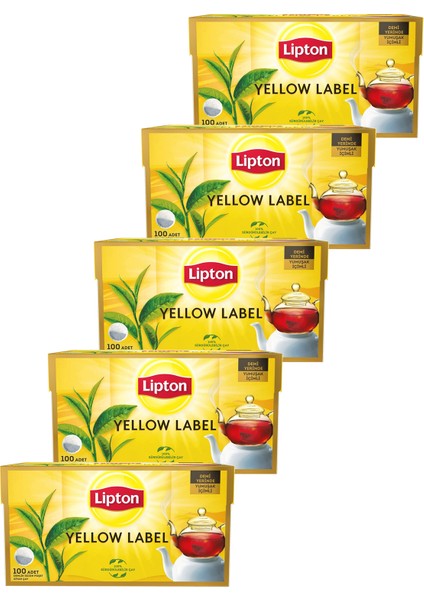 Yellow Label Demlik Poşet Çay 100 x 3,2 gr - 5'li Set