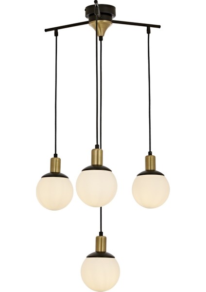 AV-60273-4BSY Siyah Boyalı Modern Avize E27 Metal Cam 54cm