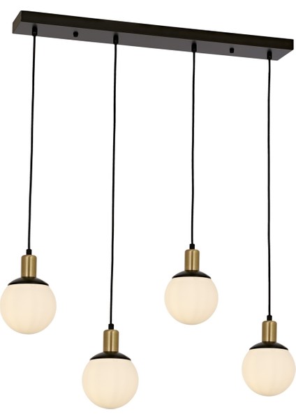 AV-60273-4Y-BSY Siyah Boyalı Modern Avize E27 Metal Cam 80x15cm