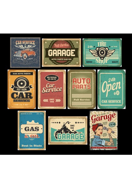 Araba Temalı Eskitilmiş Görünümlü Poster (25X35 Cm)