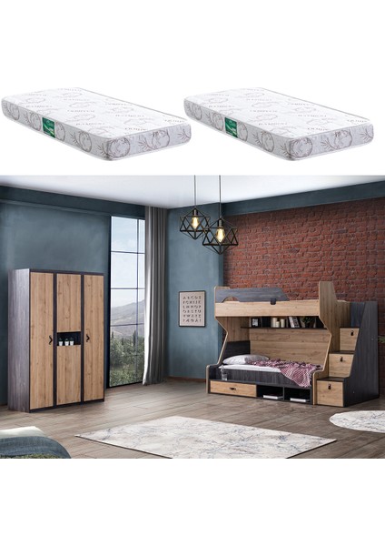 Ranza, Doğa Ranza Karyola + 3 Kapılı Dolap + 2 Adet Comfort Yatak