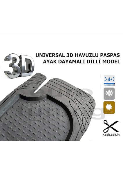 3D Havuzlu Oto Paspas Universal 5 Parça