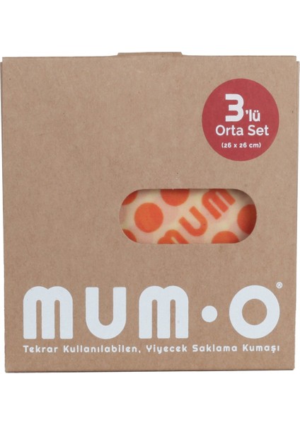 3'lü Orta Set - Tekrar Kullanılabilen Balmumlu Yiyecek Saklama Kumaşı