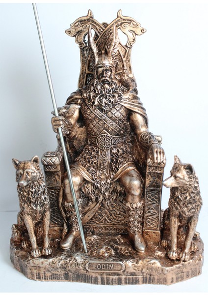 Odin Antik Iskandinav Viking Tanrıların Babası Mızraklı Polyester Heykelcik Biblo