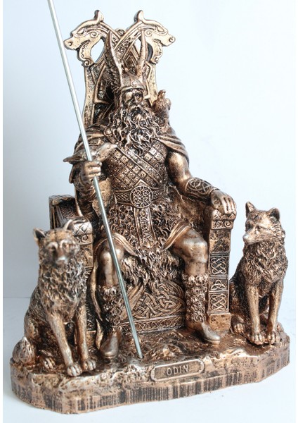 Odin Antik Iskandinav Viking Tanrıların Babası Mızraklı Polyester Heykelcik Biblo