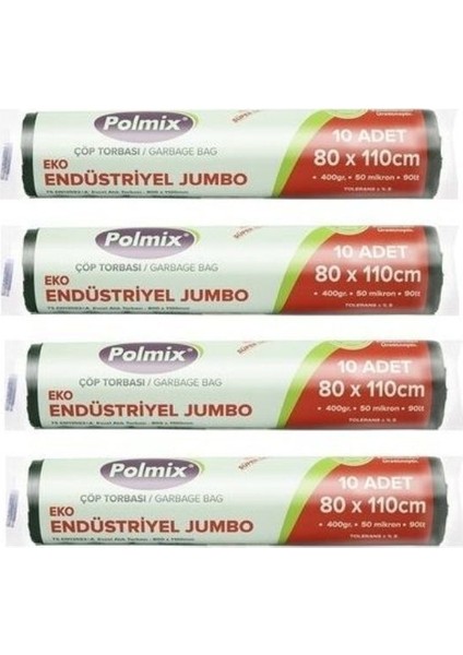 Endüstriyel Jumbo Çöp Torbası 80 x 110 cm 10'lu x  4