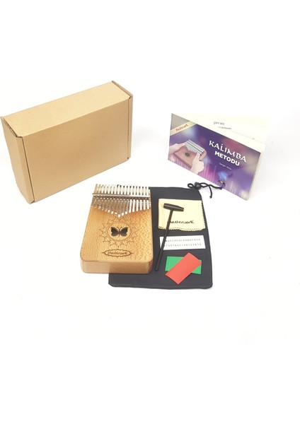 Kalimba 17 Tuşeli + Çekiç +Stiker + Kılıf + Eğitim Metodu