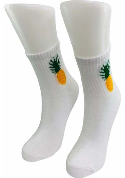 4'lü Ananas Desenli Renkli Soket Çorap