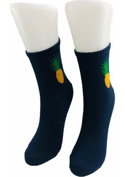 4'lü Ananas Desenli Renkli Soket Çorap