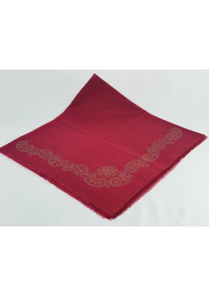 Taşlı Lüx Eşarp Bordo Şal Desen