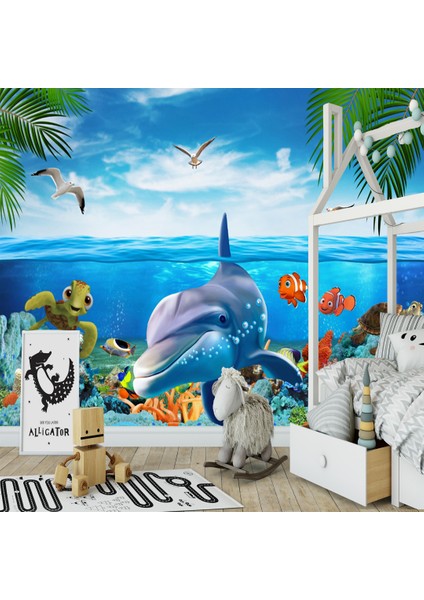 3D Akvaryum Çocuk Odası Duvar Kağıdı Vinil