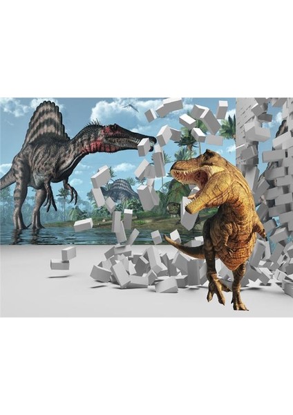 3D Dinazor Dünyası Duvar Kağıdı Vinil