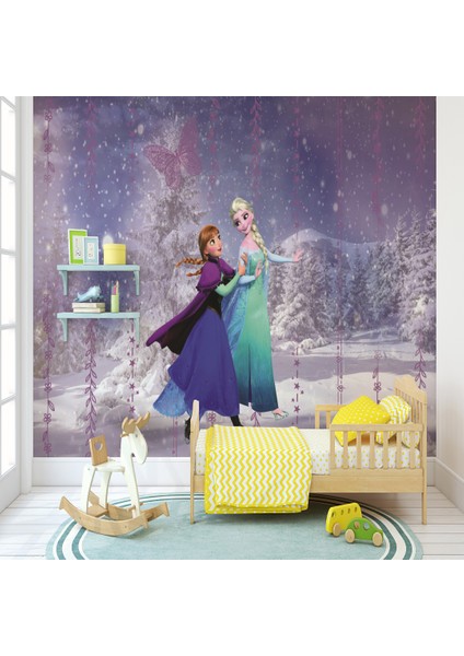 3D Elsa Karlar Ülkesi Tasarım Çocuk Odası Duvar Kağıdı Vinil