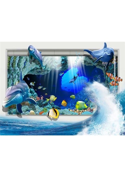 Akvaryum Görseli Çocuk Odası 3D Duvar Kağıdı Vinil