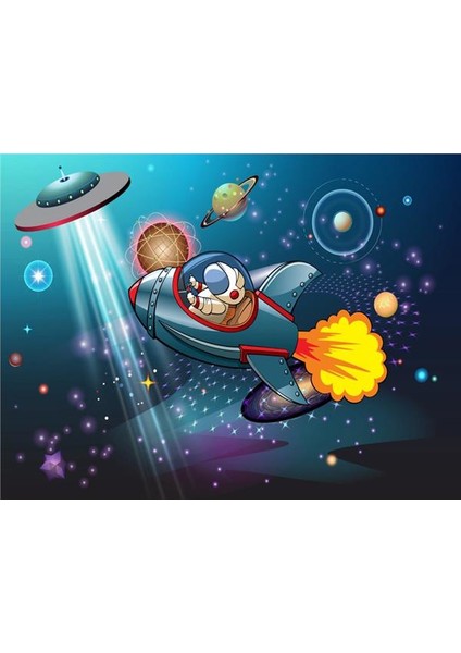 Astronot ve Ufo Çocuk Odası Duvar Kağıdı Vinil