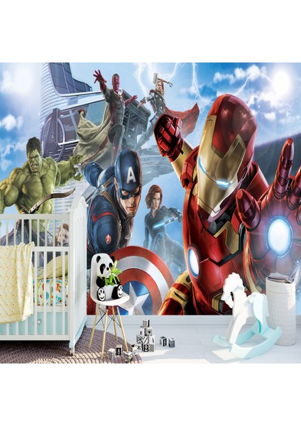 Avengers Çocuk Odası Duvar Kağıdı Kanvas Tek Parca