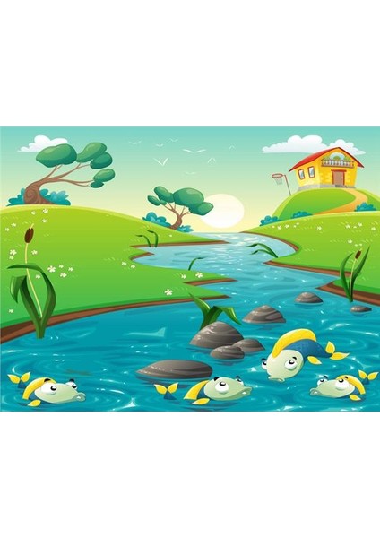 Balık Ailesi Çocuk Odası Duvar Kağıdı Vinil