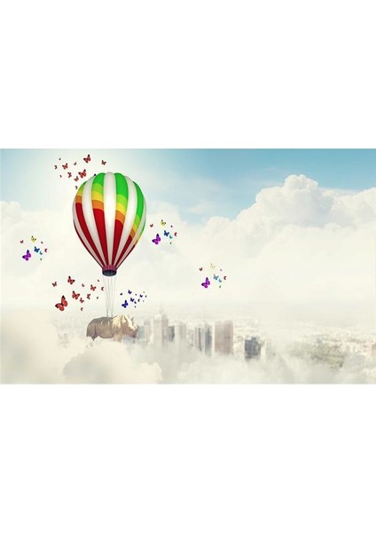 Bulut Desenli Çocuk Odası Duvar Kağıdı Kanvas Tek Parca