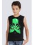 Uzaylı Rocker Siyah Kesik Kol | Kolsuz Kız Erkek Uniseks Çocuk T-Shirt | Atlet 1