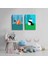 2'li Set 35X50 cm Çocuk Odası Uyuyan Panda ve Sevimli Tilki Temalı Kanvas Tablo Seti 1