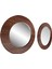 Ahşap Görünümlü Mdf 2 Li Yuvarlak Duvar Salon Banyo Aynası(60 cm ,50 cm Çap) 6