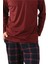 Bordo Ekoseli V Yaka Kışlık Erkek Pijama Takımı 6014 1