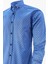 Erkek Slim Fit Mavi Desenli Koldan Katlamalı Erkek Gömlek 3