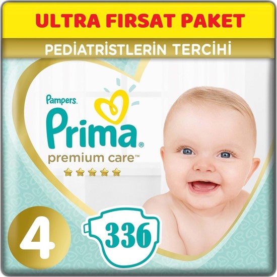 Prima Premium Care Bebek Bezi Beden:4 (9-14 Kg) Maxi 336'LI