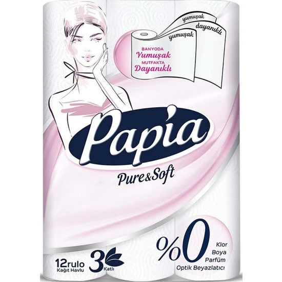Papia Pure Soft Kağıt Havlu 12'li Paket