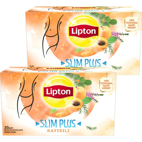 Lipton Slim Plus Kayısılı Bitki ve Meyve Bardak Poşet Çay 20 x 2 Gr. Ikili Set