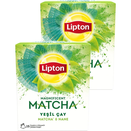 Lipton Magnificent Matcha Mint Bardak Poşet Çay 15 x 1,5 Gr. Ikili Set