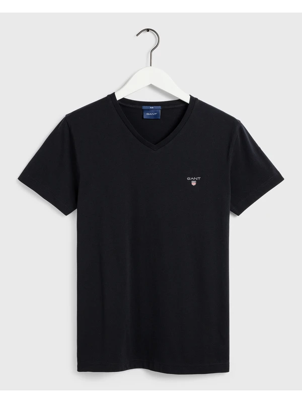 Gant Erkek Siyah Slim Fit V Yaka T-Shirt 234104.5