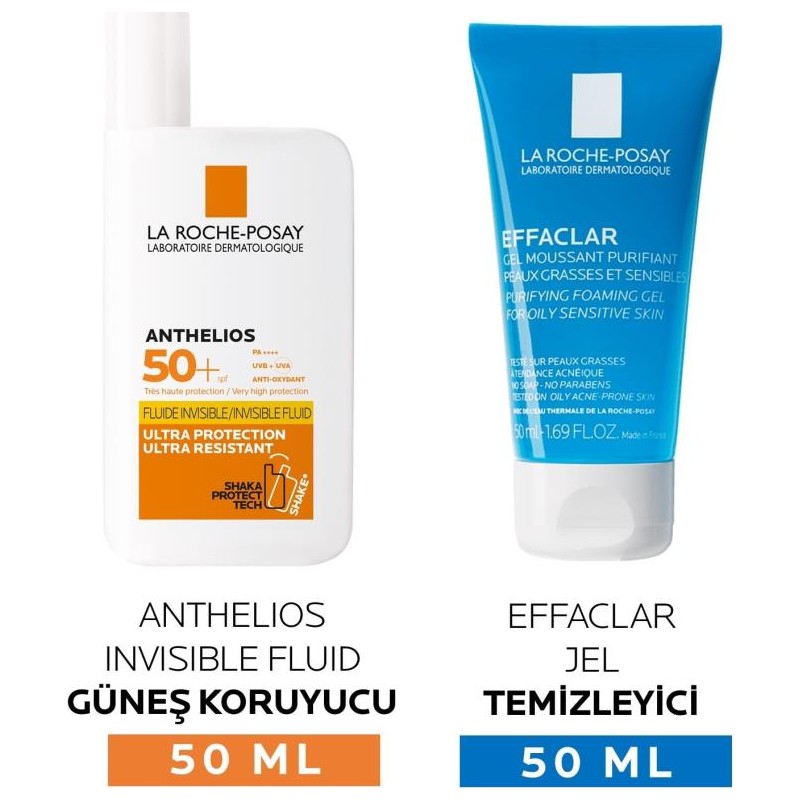 La Roche-Posay Anthelios Shaka Fluid SPF50+ 50 ml +Effaclar Gel 50 ml